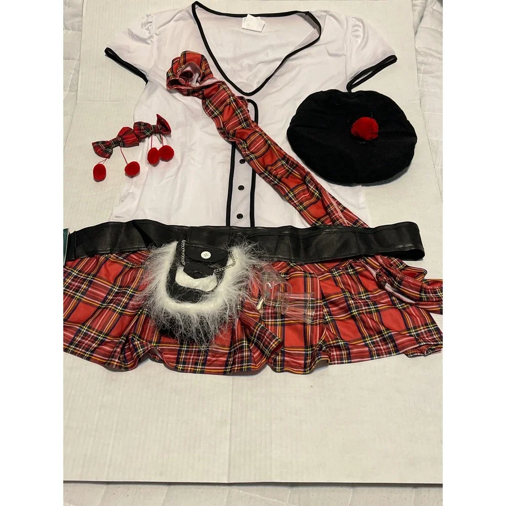 Spirit Sexy Scottie Costume Women Large Red Plaid Polyester Scottish Halloween - Picture 4 of 9